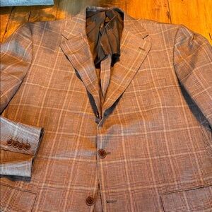 Kiton Brown linen sport coat 46L 2.5 roll